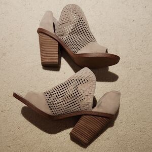 Vince Camuto Cream Mules with Perforated Design